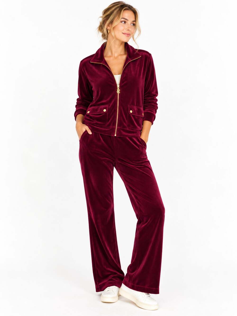 Lauren Ralph Lauren RLR Velour Track Set XL Jacket M Pants Burgundy Red Y2K Zip